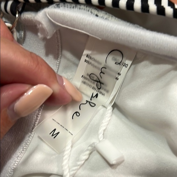 Cupshe Black White One Piece Swim Bathing Swim Suit Lace Wish You Well Stripe - Picture 13 of 14